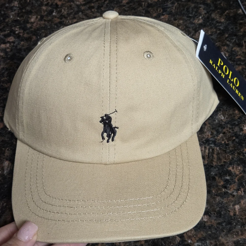 Polo by Ralph Lauren Twill Classic SPORT Beige Cap with Black Logo - Picture 1 of 8